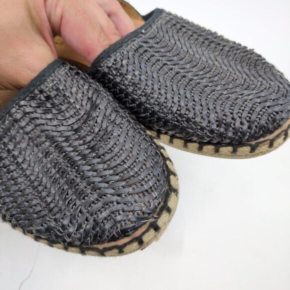 Miz Mooz Celestine Black Woven Leather Espadrilles Flats‎ Sz 40 Boho Made Spain - Picture 3 of 8
